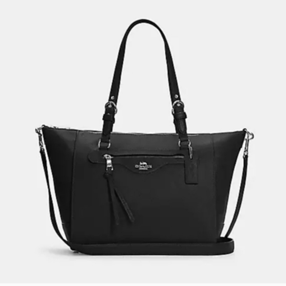 New COACH Black Kleo Leather Carryall Shoulder/Crosdbody Tote - Picture 2 of 13
